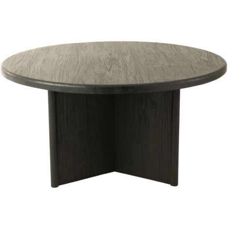 Table à manger ronde en teck Noir Mat 150x150x75 cm (1/5)
