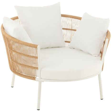Fauteuil de jardin en rotin et metal Naturel 109x118x79 cm (1/3)
