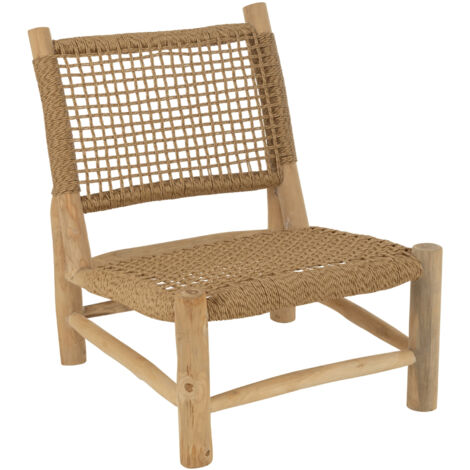 Fauteuil bas en bois et tressage Naturel 62x75x85 cm (1/4)