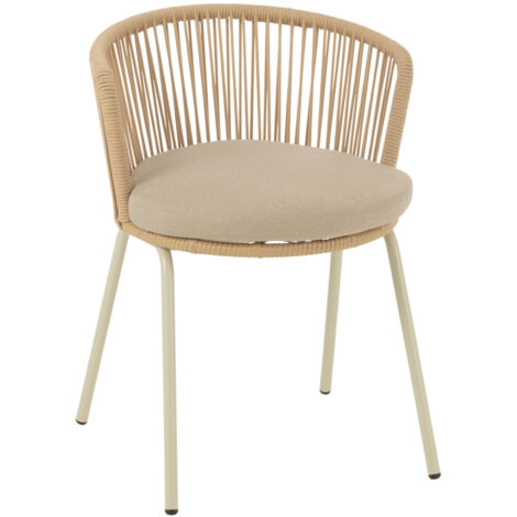 Chaise extérieure design en acier et corde Beige 56x57x75 cm (1/3)