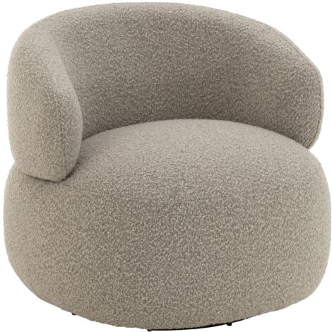 Fauteuil pivotant rond en bouclette Taupe 85x82x73 cm (1/5)