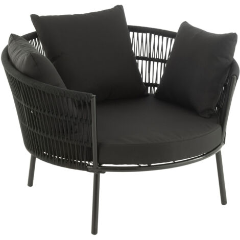 Fauteuil de jardin en rotin et metal Noir 109x118x79 cm (1/2)
