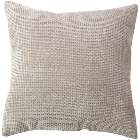 Coussin décoratif en velours chenillé Naturel 40x40 cm (1/2)