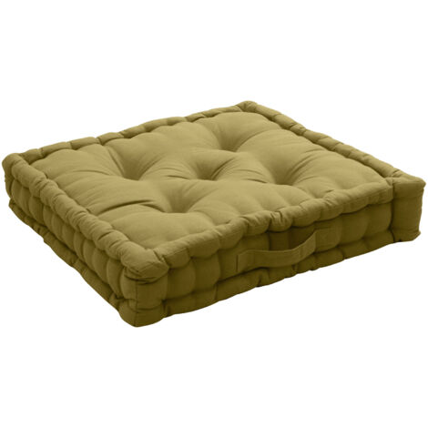 Coussin de sol uni en pur coton Bronze 50x50x10 cm
