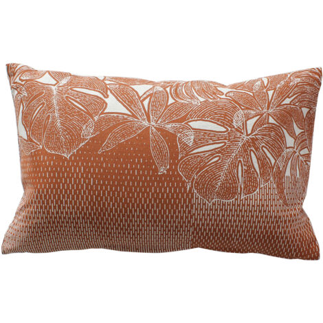 Coussin décoratif déhoussable motif feuillage tropical Cuivre 30x50 cm (1/2)