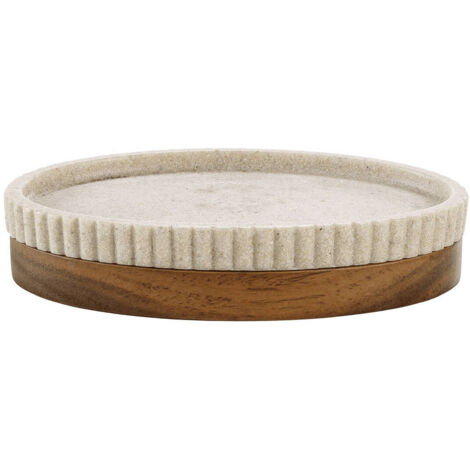 Porte-savon rayé avec socle en bois d'acacia NIAGARA (1/3)