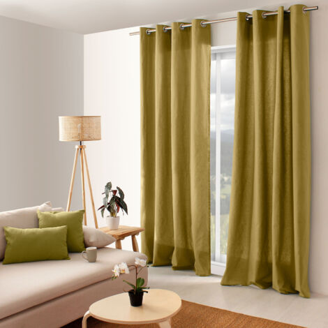 Rideau coloré en pur coton 8 œillets Bronze 135x240 cm (1/3)