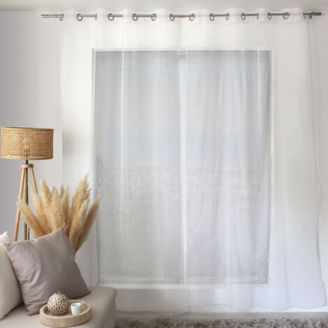 Voilage plumetis en organza avec œillets Blanc 140x240 cm (1/3)
