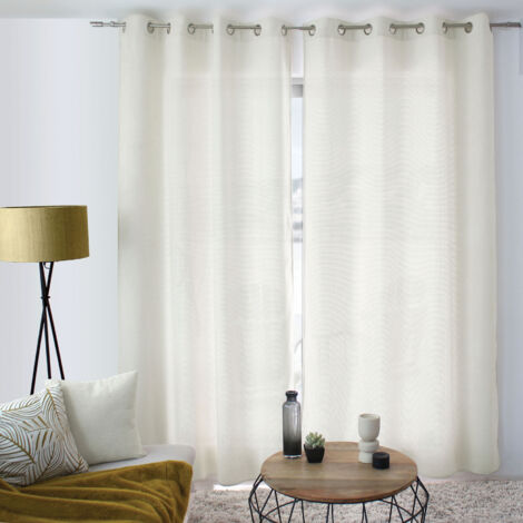 Rideau velours - Effet chiné tamisant Ecru 140x240 cm