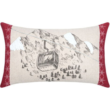 Coussin déco montagne télécabine Naturel 30x50 cm (1/2)