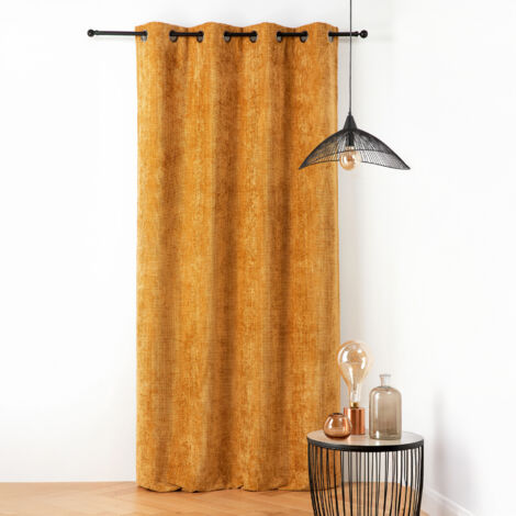 Rideau thermique et phonique velours chenille Jaune 135x260 cm