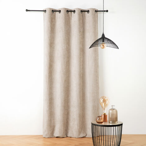 Rideau thermique et phonique velours chenille Blanc cassé 135x260 cm