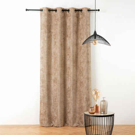 Rideau thermique et phonique velours chenille Beige Chamois 135x260 cm