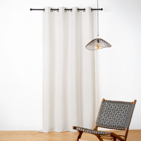 Rideau phonique coton et chanvre tressage naturel Blanc 140x240 cm