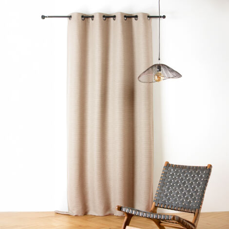 Rideau phonique coton et chanvre tressage naturel Beige 140x240 cm