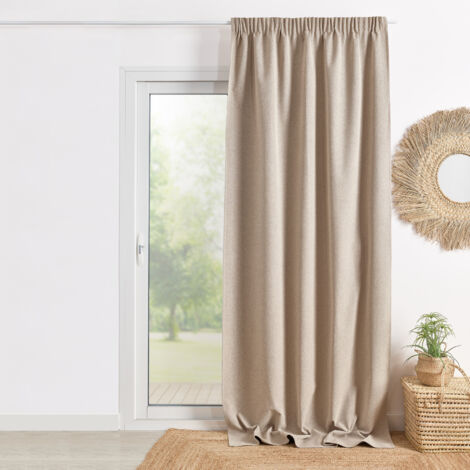 Rideau 100% occultant double face galon fronceur Naturel 135x260 cm