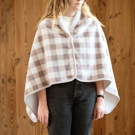 Poncho Femme Polaire - Cape Chaud D'Hiver Avec Boutons, Couverture à Carreaux, Deux Tailles, Plaid Châle D'Épaule - 2