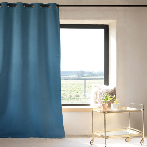 Rideau 100% occultant thermique phonique Bleu Pétrole 240x260 cm (1/4)