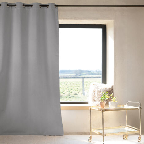 Rideau 100% occultant thermique phonique Gris clair 240x260 cm (1/2)
