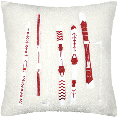 Coussin décoratif  - Effet bouclette style montagne Rouge 45x45 cm
