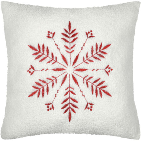Coussin - Effet bouclette avec motif flocon Ecru 45x45 cm (1/2)