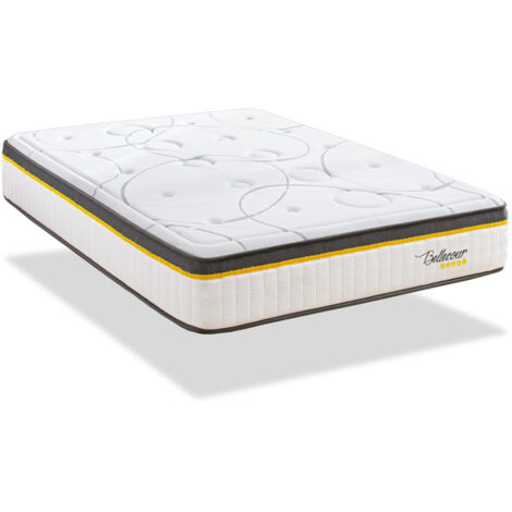 Matelas BELLECOUR ressorts ensachés & mémoire de forme - soutien ferme Blanc 160x200 cm