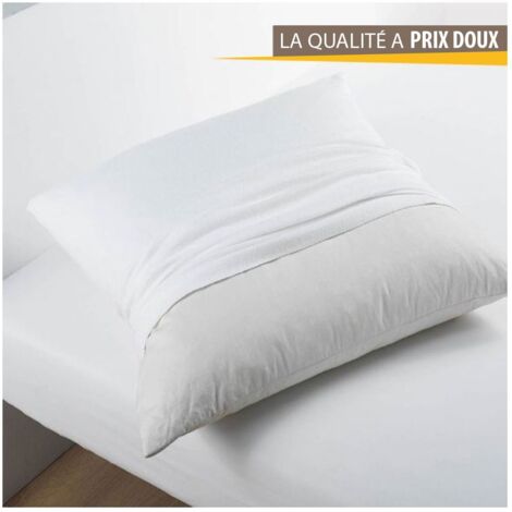 Douceur D'Intérieur – Protège-oreiller 65x65cm – Molleton 100% coton blanc – Hypoallergénique et lavable en machine à 40°C – Protection efficace