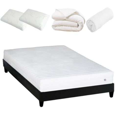 Pack prêt à dormir EGIO - sommier bois Blanc 140x200 cm (1/5)