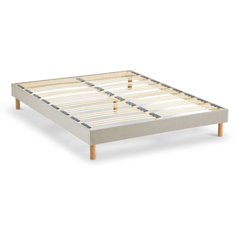 NUIT DE COTON Sommier à lattes en bois LINO 140x200 cm Coloris Beige Livré en kit (1/5)