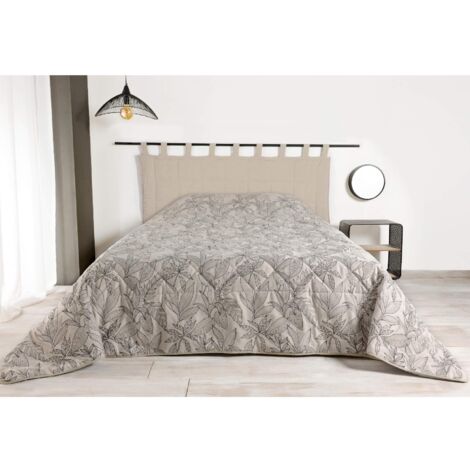 Jeté de lit aux feuilles stylisées Beige 240x260 cm