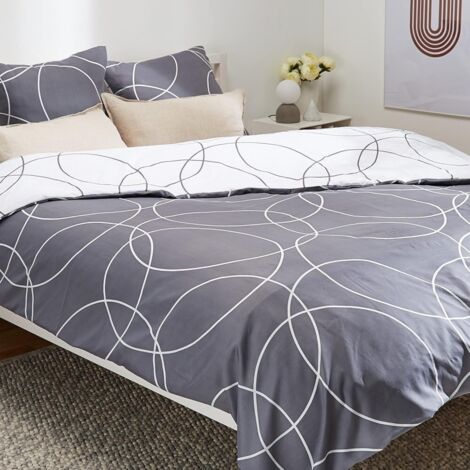 Douceur D'Intérieur – Parure de lit 2 pièces 140 x 200 cm – Microfibre imprimée – Finition boutons pression – Lavable en machine à 30°