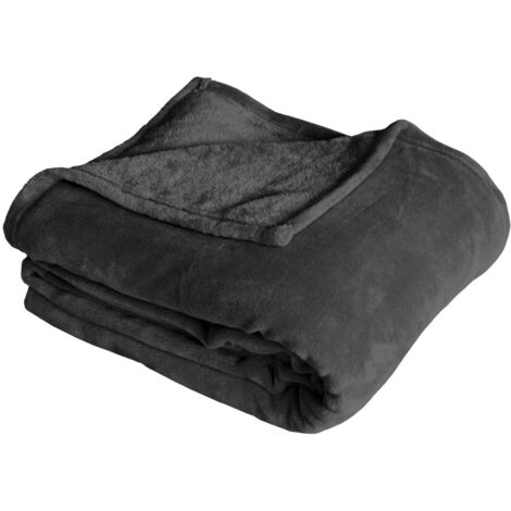 Couverture unie en molleton Gris Foncé 180x220 cm (1/3)