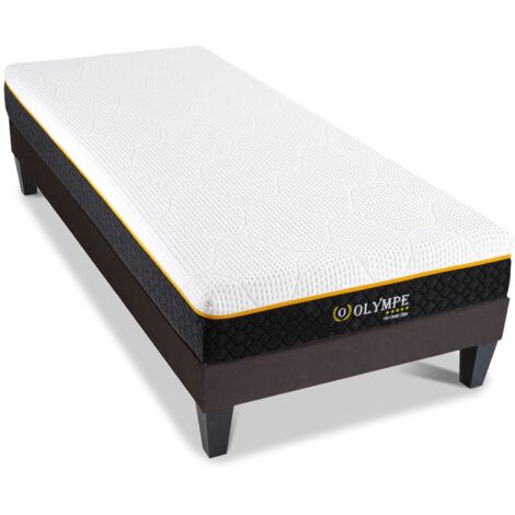 Ensemble matelas à mémoire de forme ferme + sommier en bois Blanc 90x190 cm (1/5)