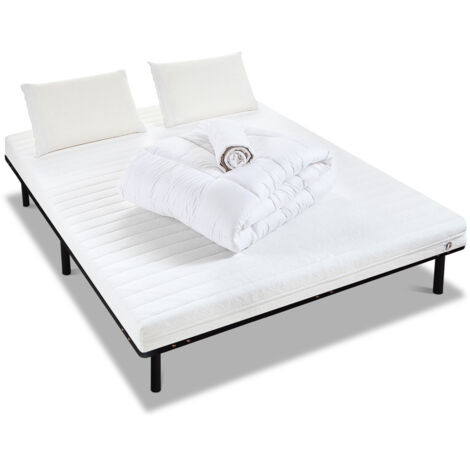 OLYMPE LITERIE Pack Prêt à dormir EGIO 160x200 cm Matelas Latex Like + Sommier Métal + Accessoires (1/5)