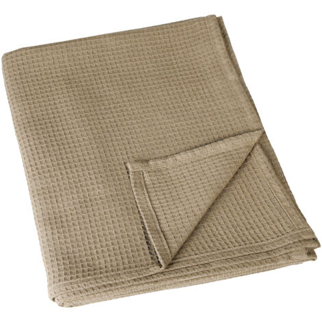 Plaid en nid d'abeille Taupe 125x180 cm (1/2)