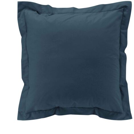 Taie d'oreiller volant plat 100% percale de coton ORIGINE Bleu Foncé 63x63 cm