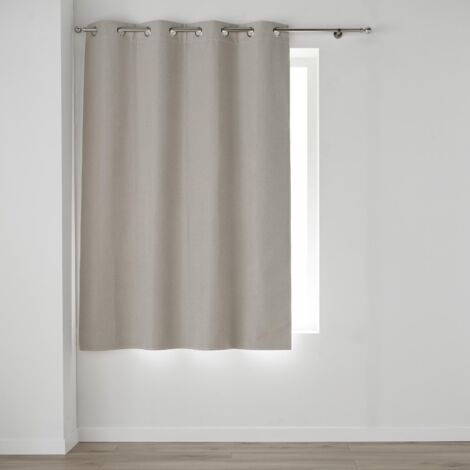 Rideau a oeillets 135 x 180 cm 100% occultant/chambray uni Occultiss Beige
