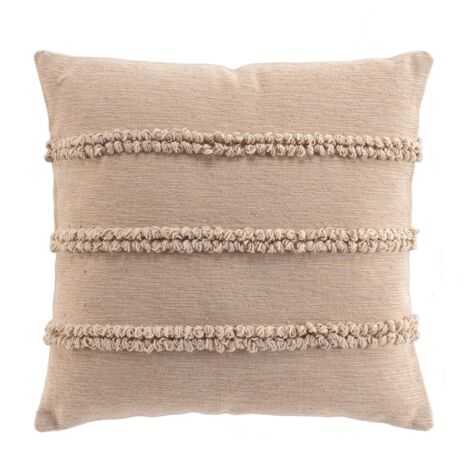Coussin déhoussable en polycoton avec bandes bouclées Naturel 45x45 cm (1/3)
