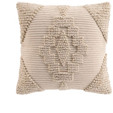 Coussin déhoussable en poly-coton à motif texturé Naturel 45x45 cm (1/5)