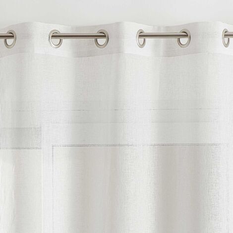 Rideau voilage 100% lin fluide Blanc 140x260 cm