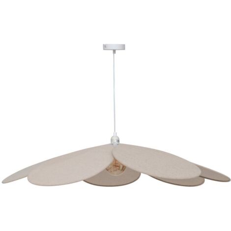 Atmosphera – Suspension pétales D100 lin beige – Structure acier ajustable – Hauteur 10 cm – Douille E27 – Pour ambiance bohème chaleureuse