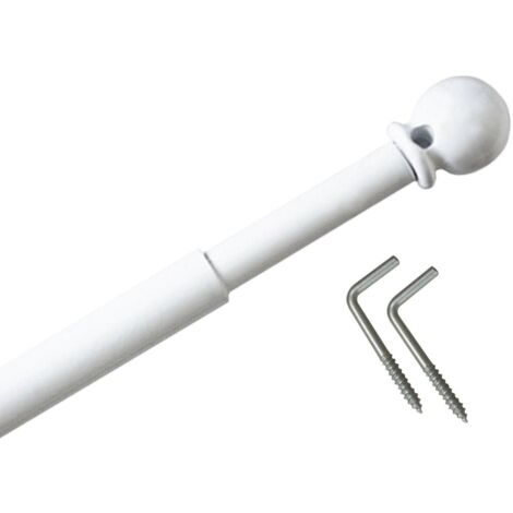 Secodir – Tringle à rideau extensible 60-100 cm – Acier nickel mat – Embouts boule élégants – Installation sur bois ou PVC