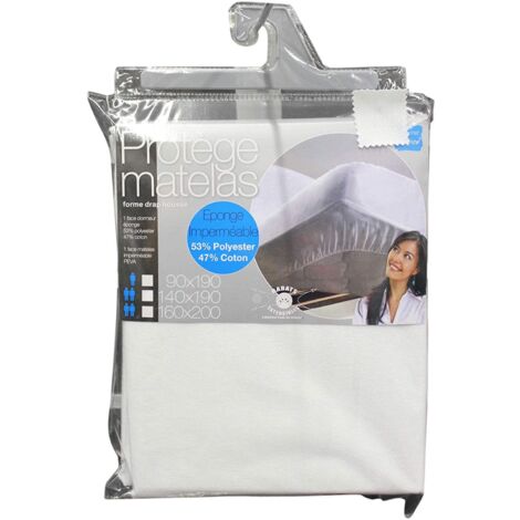 Douceur D'Intérieur – Protège-matelas 140 x 190 cm – Eponge imperméable 100% PEVA – Anti-acarien – Hauteur de bonnet 30 cm – Respirabilité parfaite