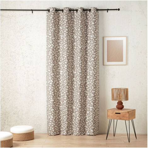 Rideau thermique et phonique obscurcissant jacquard face polaire Lin 140x240 cm (1/2)