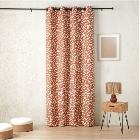 Rideau thermique et phonique obscurcissant jacquard face polaire Terracotta 140x240 cm (1/2)