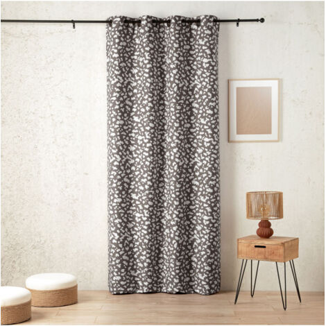 Rideau thermique et phonique obscurcissant jacquard face polaire Gris Foncé 140x240 cm (1/2)