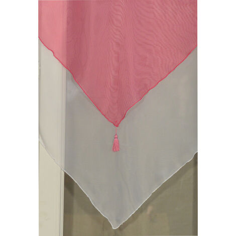 Paire de double petits voilages à pompon Rose 2x60x160 cm