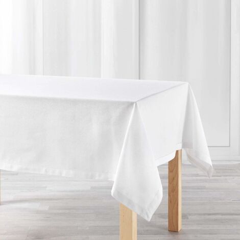 Nappe rectangulaire en coton uni Blanc 140x240 cm (1/3)