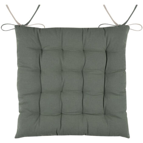 Coussin de chaise bicolore réversible en coton vert et lin