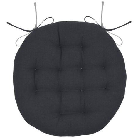 Galette de chaise ronde et bicolore Gris anthracite 38x38 cm (1/2)